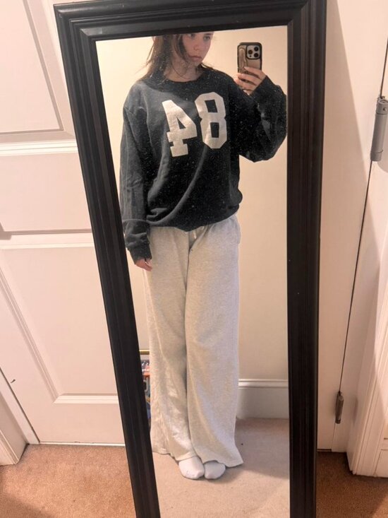 Brandy Melville Tops - Brandy Melville Women's Grey and Black Sweatshirt